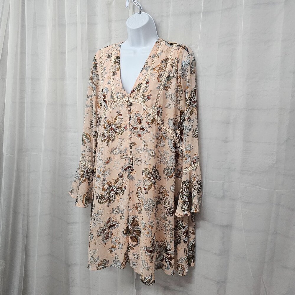 Entro Dress Pink Fairy Peasant Festival Floral Cottage L - Picture 8 of 14